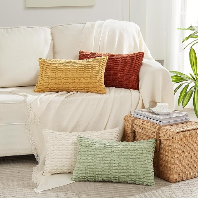 Fancy Homi 4 Packs Decorative Throw Pillow Covers for Living Room Couch Bed, Modern Farmhouse Boho Home Décor Accent Cushion Case, 24" x 14", Mustard Yellow