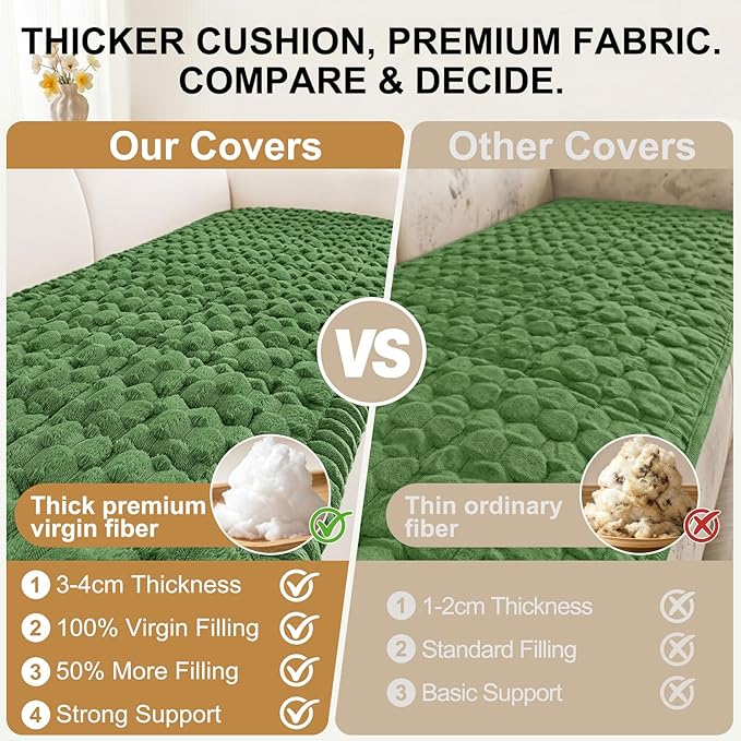 Smiry Couch Covers for Dogs Washable, Non Slip Fuzzy Pet Couch Covers for Sofa, Soft Thick Sofa Slipcovers Furniture Protector Pet Friendly (Olive Green, 27.6" x 70.9")