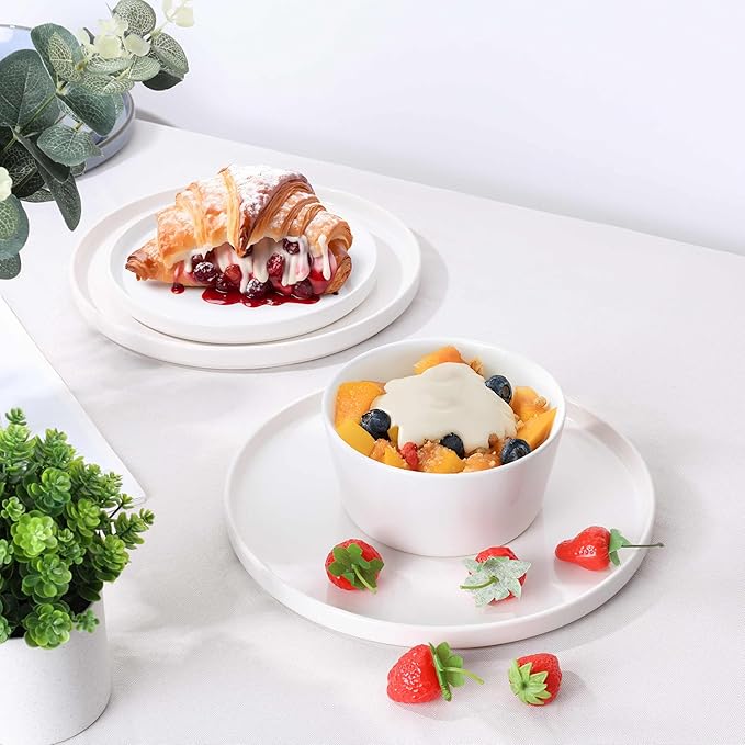 Herogo 18 Pieces Stoneware Dinnerware Dishes Set for 6, Dinner Plates and Bowls Sets, Reactive Glaze, Chip & Crack Resistant, Microwave & Dishwasher Safe, Speckled White