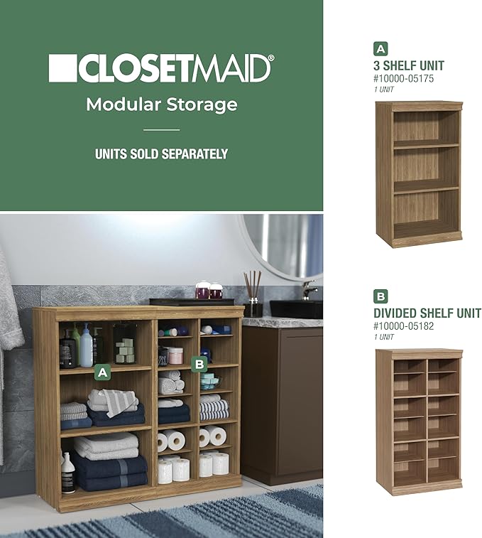 ClosetMaid Modular Storage 12-Shelf Unit with Dividers, Sand