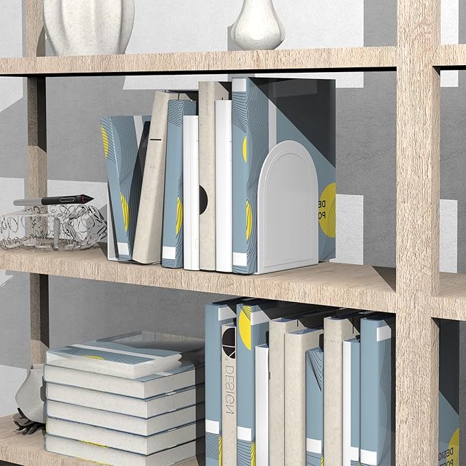 4 Pair Book Ends Metal BookEnds Universal Economy Bookend (White, 4 Pair)