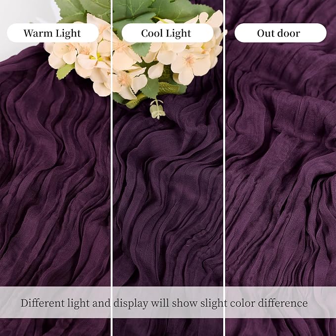 3 Pack Dark Purple Cheesecloth Table Runner, 17 x 108 Inch, Gauze Cheese Cloth Table Runner Rustic Sheer Runner for Wedding Birthday Party Baby Shower Table Decor(Dark Purple)
