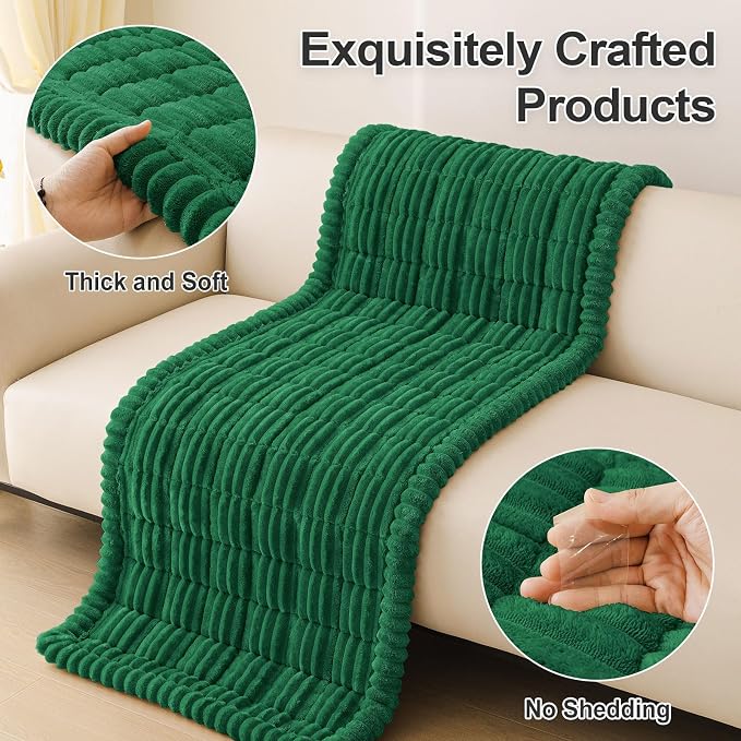 hyha Couch Cover for Dogs Washable, Non Slip Thick Flannel Sofa Protector, Pet Friendly Plush Furniture Cover for Sectional Sofa & Loveseat (Turquoise, 35.4" x 82.7")