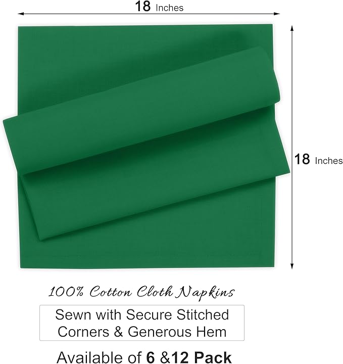 Ruvanti Cloth Napkins Set of 6, 100% Cotton High GSM 18x18 Inches Soft, Washable, Highly Durable & Absorbent, Perfect for Parties, Christmas, Thanksgiving Dinners – Amazon