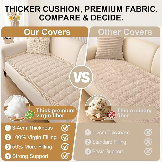 Smiry Couch Cover for Dogs, Non Slip Washable Sofa Protector for Pets, Soft Furniture Cover for Pet, Stylish Sofa Covers, Cozy Protect Against Fur, Dirt & Everyday Messes (Apricot, 35.4" x 35.4")