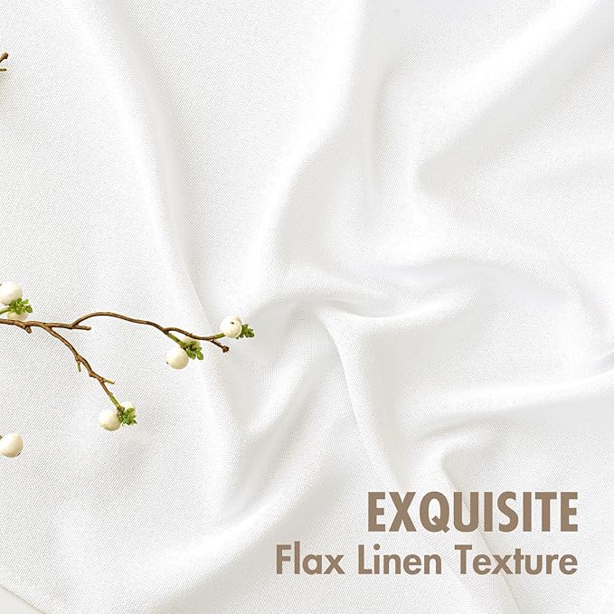 MIULEE Faux Linen Curtains 63 Inch Length 2 Panels Heathered White Semi Sheer Curtain with Back Tab Rod Pocket, Light Filtering Window Privacy Burlap Drapes for Living Room Bedroom 42W x 63L