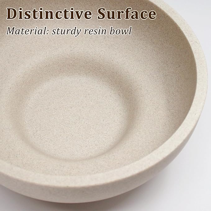 LIN CHUAN Large Decorative Bowl, Fruit Bowl for Kitchen Counter, Modern Resin Bowl for Home Decor, Key Holder for Entry Table, Sand Beige