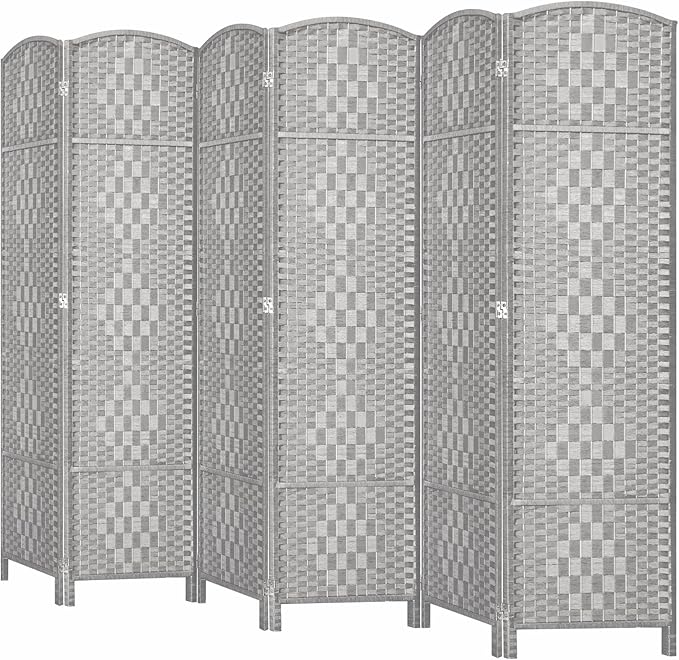 HALLYBEE Room Divider, Room Dividers and Folding Privacy Screens, 16in Privacy Screen, 6 Panel Temporary Wall Partitions, 6ft Space Separation Panel Screen, Stone Grey