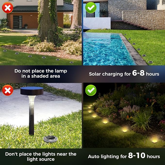 Peasur Mini Solar Ground Lights, 16 Pack Flat Solar Disc Lights Outdoor Waterproof, 2.3 Inch Small Solar Garden Lights Landscape Lighting for Outside Pathway Garden Yard Lawn Walkway,Warm White
