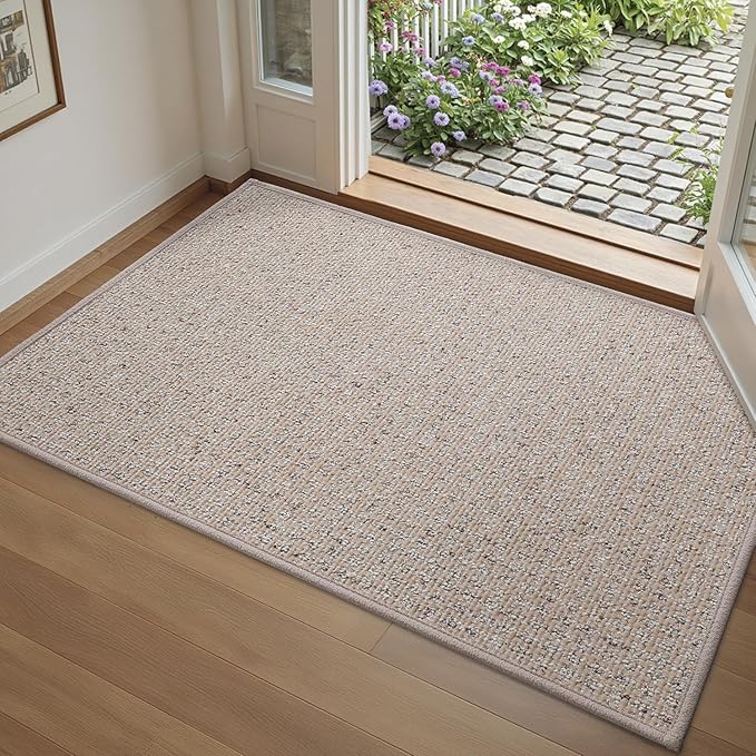 DEXI Door Mat for Entrance 36x60, Non Slip Entry Doormats for Inside House, Low Profile Entryway Doormat, Dirt Trapper Front Door Mats for Patio Porch, Beige