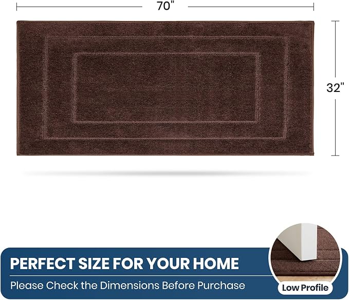 PURRUGS Machine Washable Kitchen Runner Rug 32" x 70", Non-Slip/Skid Hallway Runner Rug, Super Absorbent Soft Area Rug for Kitchen, Hallway & Laundry, Rolled Packaging, Brown