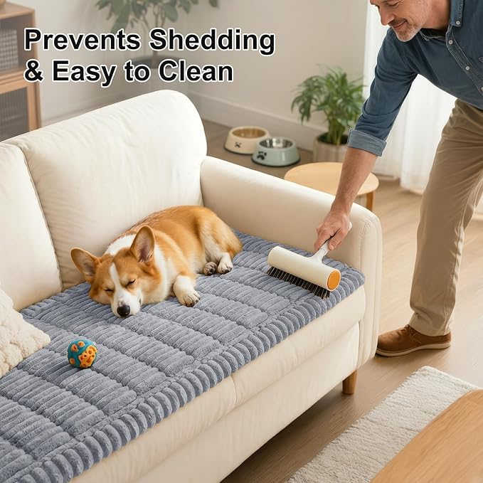 Smiry Couch Cover for Dogs, Non Slip Washable Sofa Protector for Pets, Soft Furniture Cover for Pet, Stylish Sofa Covers, Cozy Protect Against Fur, Dirt & Everyday Messes (Grey, 43" x 82.7")