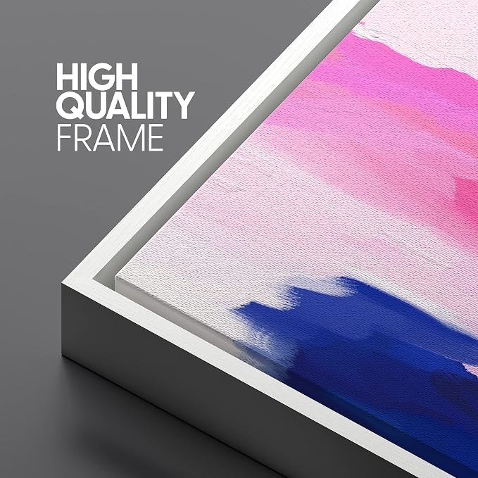 SIGNLEADER Framed Canvas Print Wall Art Set Vibrant Pink Teal Pastel Collage Abstract Shapes Digital Art Modern Art Decorative Minimal Relax/Zen for Living Room, Bedroom, Office - 16"x24"x2 WHITE