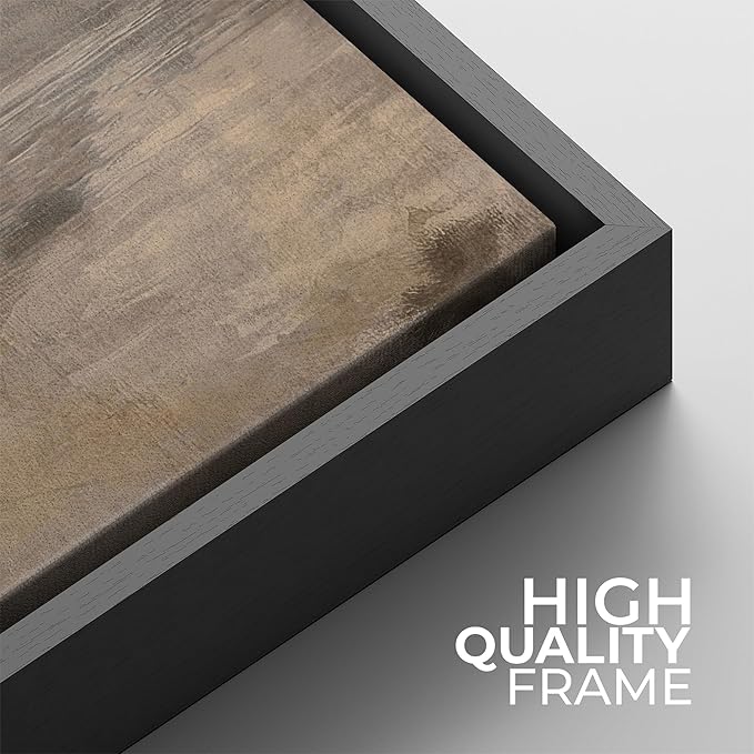SIGNFORD Framed Canvas Print Wall Art Set Abstract Seascape Horizon Neutral Coastal Landscape Modern Art Relax/Calm for Living Room, Bedroom, Office - 24"x24"x2 BLACK
