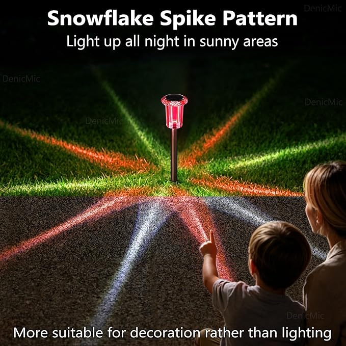 DenicMic Solar Lights Outdoor 10 Pack Waterproof Color LED Stainless Steel Stake Outside Lights for Yard Pathway Garden Landscape Path Lighting Christmas Decorations