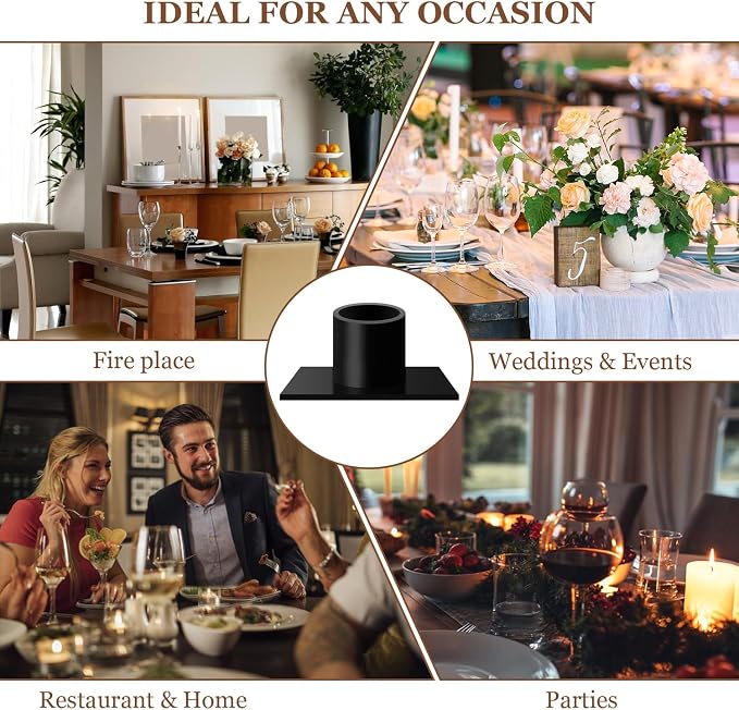 Gute Taper Candle Holder, Candle Holders for Pillar Candles, Matte Black Candlestick Holder Centerpieces for Home Decoration, Wedding Anniversary, Party, Housewarming Gifts,Set of 8,Square