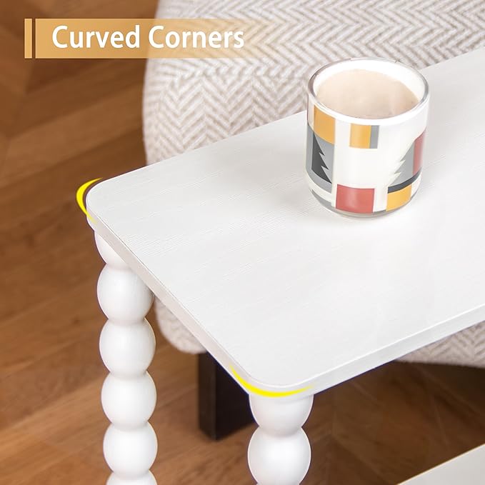 Fultyle Narrow Side Table, Small End Table with 2-Tier Storage, Small Bedside Table Slim Nightstand for Narrow Spaces, Living Room, Bedroom (White)
