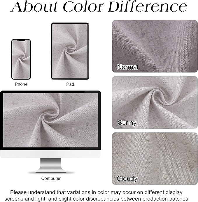 Naturoom Champagne Linen Shower Curtain, Cloth Textured Fabric Shower Curtain Set with Hooks, Simple Elegant Modern Farmhouse Country Ultra Thick Bath Curtains for Bathroom,Water Repellent,60x72