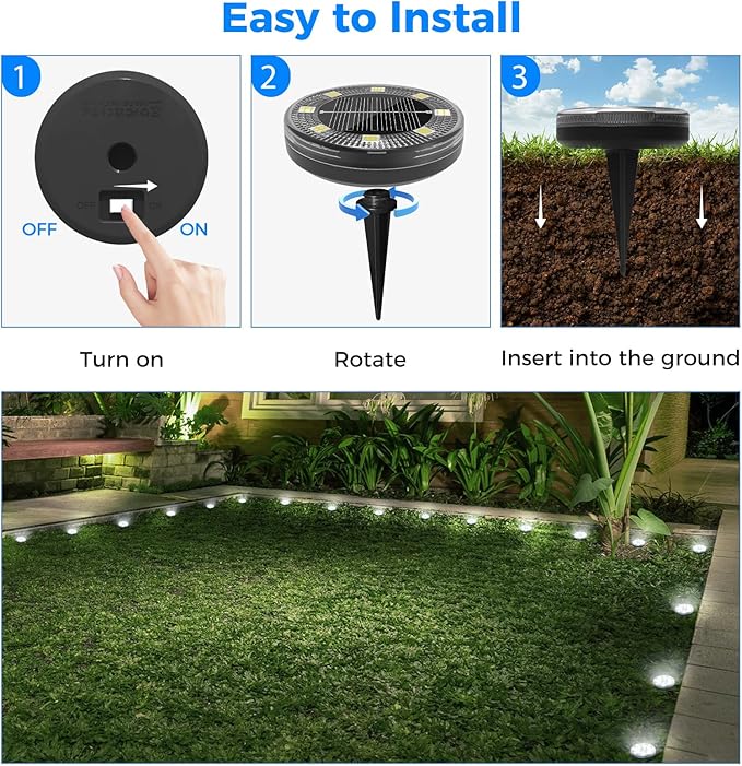 Peasur Mini Solar Ground Lights, 30 Pack Flat Solar Disc Lights Outdoor Waterproof, 2.3 Inch Small Solar Garden Lights Landscape Lighting for Outside Pathway Garden Yard Lawn Walkway,Cool White