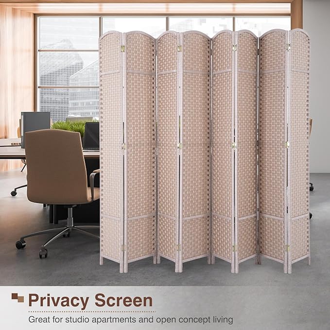 Room Divider 8 Panel 5.6 FT Tall Privacy Screen Waterproof Wood Frame Partition Room Dividers and Folding Privacy Screens Freestanding Wall Divider Indoor and Outdoor for Portable Room Separation