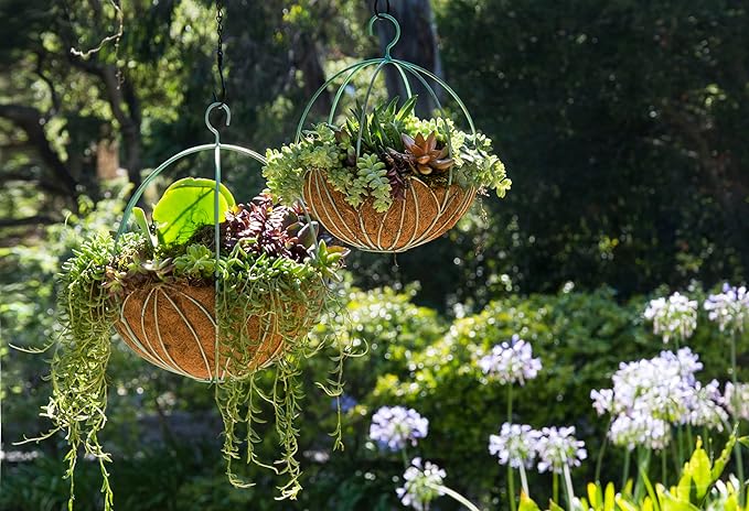 SuperMoss (80300) Leeds Sphere Metal Hanging Basket – Modern Hanging Planter for Indoor & Outdoor Plants – Decorative Metal Hanging Basket for Home, Patio, Garden & Balcony Décor, Small (10"), Patina