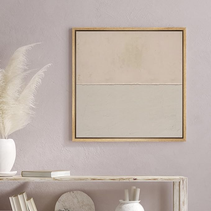 SIGNWIN Framed Canvas Print Wall Art Brown Duotone Grunge Pastel Landscape Abstract Shapes Illustration Modern Art Decorative Nordic Minimal Calm/Zen for Living Room, Bedroom, Office - 16"x16" NATURAL