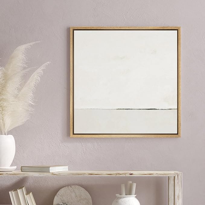 SIGNWIN Framed Canvas Print Wall Art Watercolor Abstract White Landscape Nature Shapes Illustrations Modern Art Decorative Contemporary Minimal for Living Room, Bedroom, Office - 16"x16" Natural