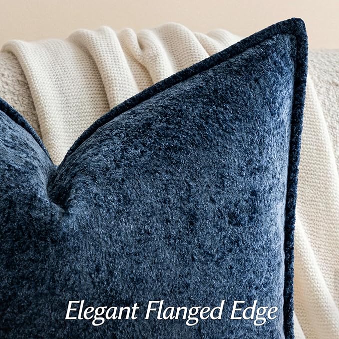 a moment Throw Pillow Covers 22X22 Inch 4 Packs,Soft Velvet Decorative Pillow Cases with 3D Ice Flower,Texture Modern Accent Cushion Covers for Sofa Couch Home Decor Navy Blue