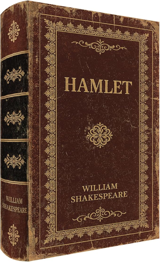 Vintage Faux Leather Decorative Book Box – Wooden Secret Storage Box with Magnetic Closure, Hidden Organizer for Bookshelf, Desk, or Office Decor (Hamlet)