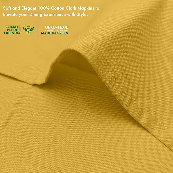 Ruvanti Cloth Napkins Set of 6, 100% Cotton High GSM 18x18 Inches Soft, Washable, Highly Durable & Absorbent, Perfect for Parties, Christmas, Thanksgiving Dinners – Spicy Mustard