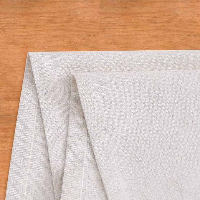 Wracra Linen Style Table Runner, Rustic Farmhouse Off White Table Runners 108 Inches Long, Handcrafted Table Runner for Fall, Winter - Everyday Use and Machine Washable