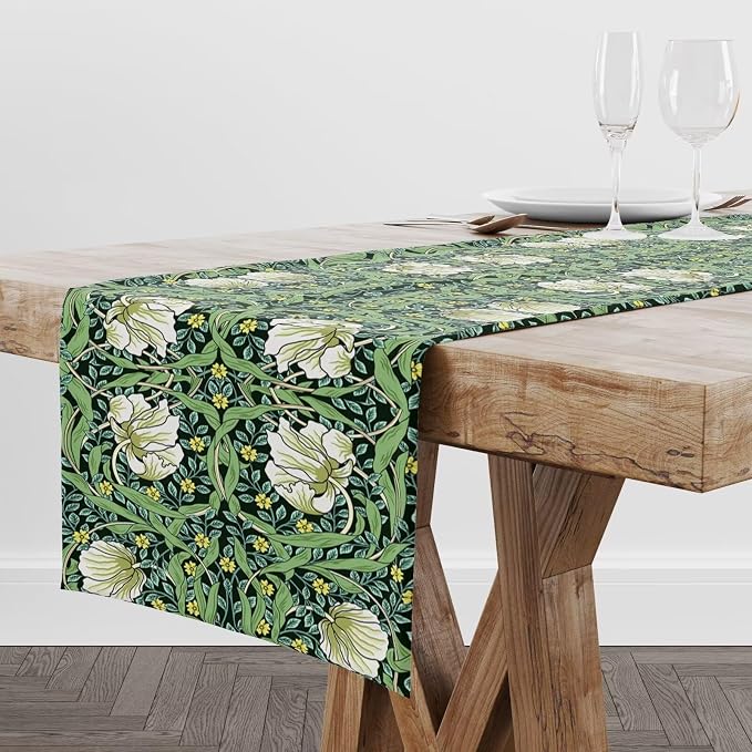 William Morris Vintage Flower Table Runner, Beautiful Vintage Boho Floral Tree Plant Pattern Dinner Runner for Home Kitchen Dining Table Decoration 13x70 Inch