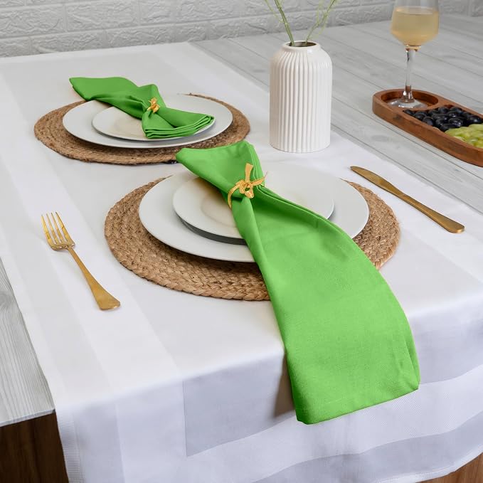 Blue Needles Solid Cloth Napkins Set of 12 Apple Green 100% Cotton Dinner Napkins 18x18 inches, Spring Summer Easter - Soft, Reusable, Absorbent & Washable Linen, Ideal for Parties & Everyday Use