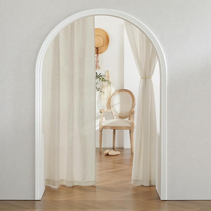 RYB HOME Linen Blend Curtains 63 inch Length - Semi Sheer Curtains & Drapes Light Filtering for Bedroom Bathroom, 52" W x 63" L, 2 Panels