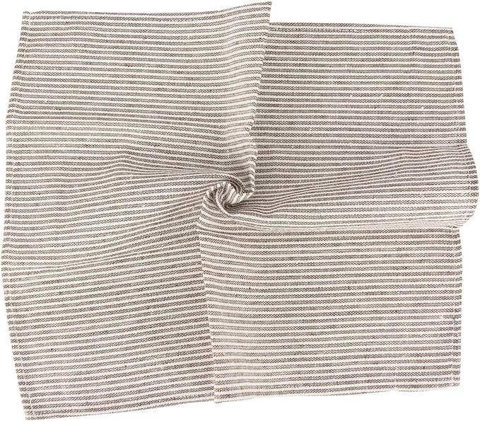 Narrow Striped Cotton Linen Blended Dinner Cloth Napkins - Set of 12 (40 x 30 cm) - for Events & Home Use (Brown)