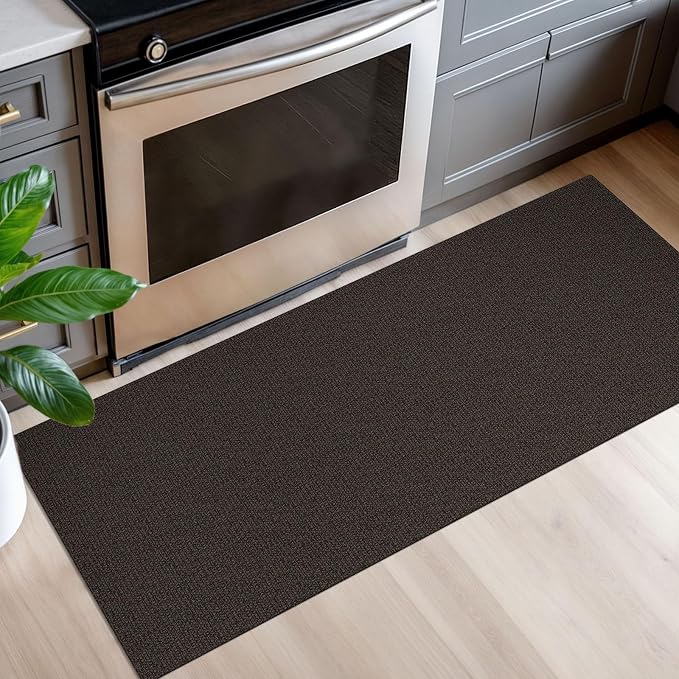 EARTHALL Washable Runner Rug 2x5 Ft Non Slip Runners for Hallways Cotton Rubber Backed Kitchen Runner Braided Indoor Floor Carpet Runners for Entryway, Hallway, Kitchen, Bedroom, Taupe/Coffee