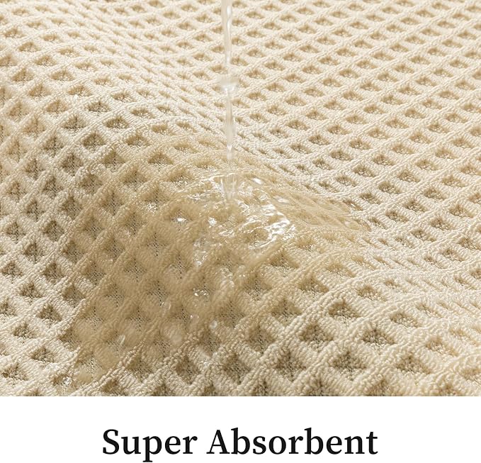 YIHOUSE Waffle Bath Mat, Ultra Soft & Absorbent Bathroom Rug, Non-Slip Rubber Backed, Quick Dry Shower Mat, Boho Farmhouse Bathroom Decor, Machine Washable, Beige, 17 * 30