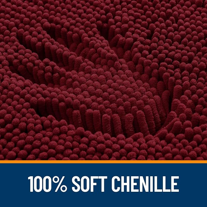 OLANLY Large Bathroom Rugs 47x32, Extra Soft Absorbent Chenille Bath Rugs, Rubber Backing Quick Dry, Machine Washable Bath Mats for Bathroom Floor, Tub and Shower, Home Decor Accessories, Burgundy