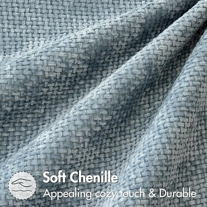 MIULEE Pack of 2 Coastal Blue Euro Sham Pillow Covers 24x24 Inch Summer Modern Boho Accent Decorative Throw Pillow Covers Chenille Farmhouse Cushion Covers for Home Decor Couch Bed Sofa Living Room