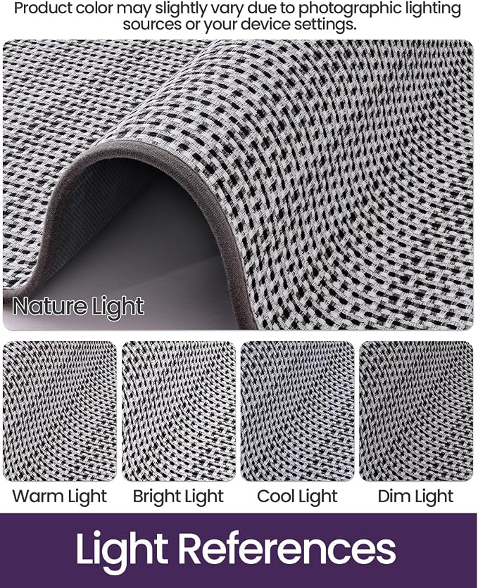 DEXI Ultra Thin Door Mat Indoor Entrance 24x36, Non Slip Rubber Backed Entryway Mats Dirt Trapper, Low Profile Front Doormat for Inside Entry, Patio, Porch, Grey and White