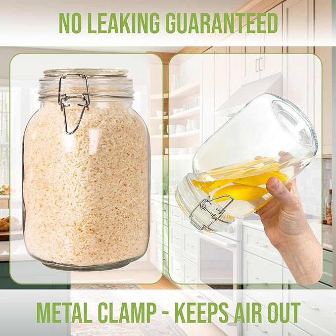 Glass Jars with Lids Food Storage Jars with Airtight Lids Leak Proof Glass Canisters Kitchen [67 oz - 3 Pack]