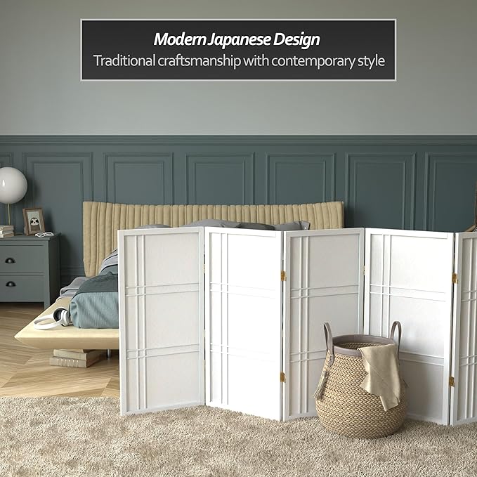 3 ft. Short Double Cross Shoji Screen - White - 6 Panels