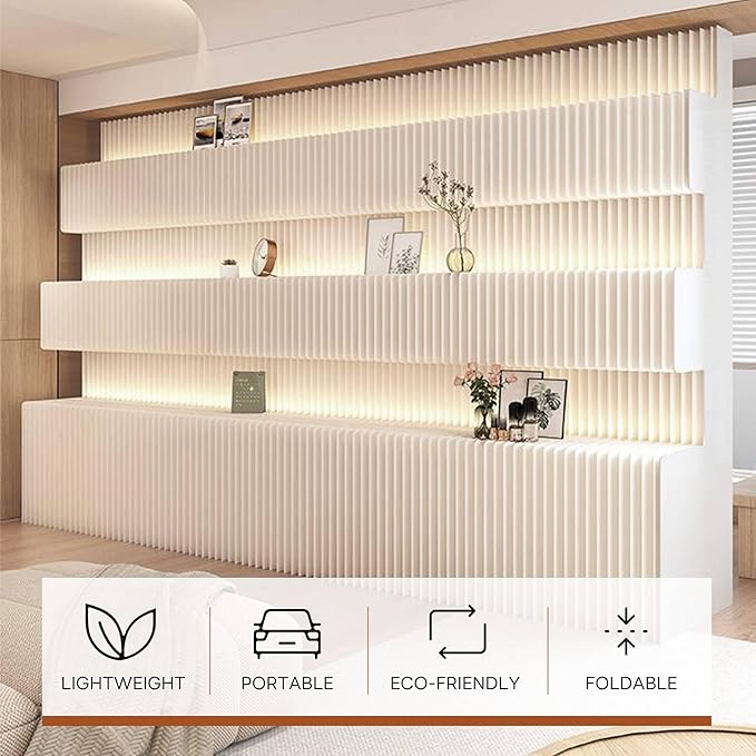 Paper Room Divider Screen Folding Adjustable Privacy Partition for Home & Office Portable Decorative Wall Divider for Dorm, Studio, Exhibition, Store or Room Separation 7.875ft-9.84ft-1.71ft