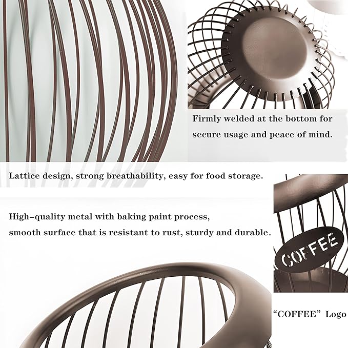 AIYICIII K-Cup Holder, Large Capacity K-Cup Organizer for Counter, Coffee Bar Accessories, Metal Coffee Pods Storage (Brown)