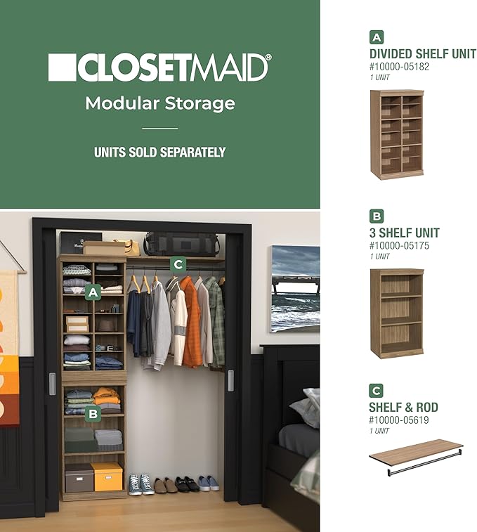 ClosetMaid Modular Storage 12-Shelf Unit with Dividers, Sand