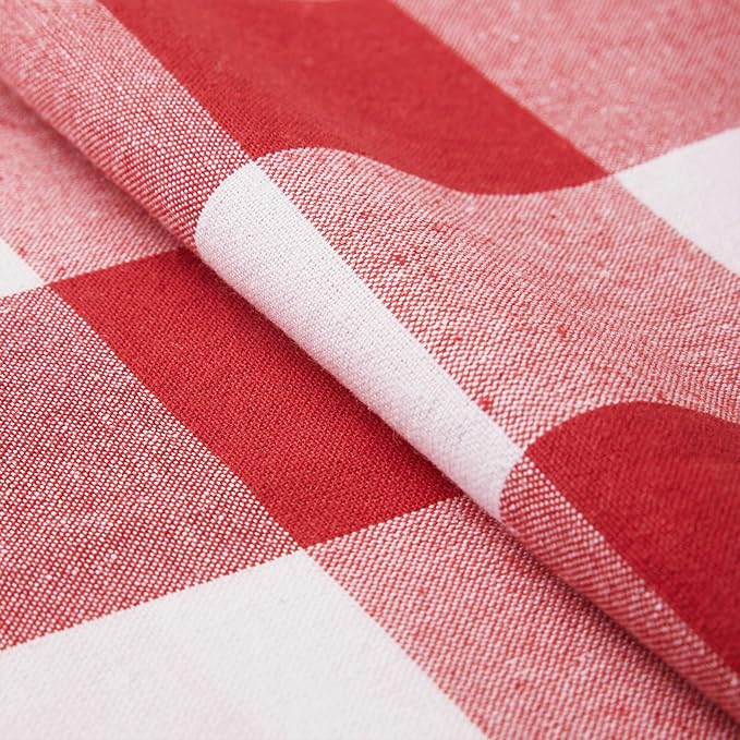Encasa XO Cotton Dining Table Runner | Buffalo Red Checks | Size 13x48 in - Machine Washable & Durable
