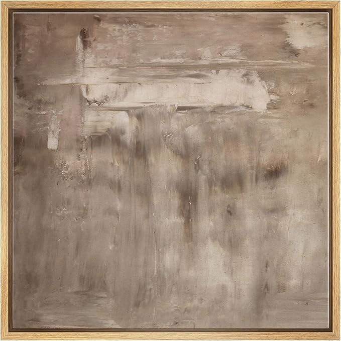 SIGNWIN Framed Canvas Print Wall Art Warm Taupe Misty Neutral Abstract Illustration Modern Art Decorative Nordic Minimal Calm/Zen for Living Room, Bedroom, Office - 16"x16" Natural