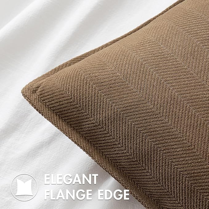 MIULEE Pack of 2 Dark Brwon Decorative Pillow Covers 20x20 Inch Soft Chenille Luxurious Couch Throw Pillows Farmhouse Cushion Covers with Elegant Design for Sofa Bedroom Living Room Home Decor