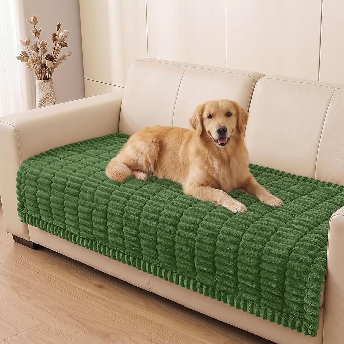 Smiry Couch Cover for Dogs, Non Slip Washable Sofa Protector for Pets, Soft Furniture Cover for Pet, Stylish Sofa Covers, Cozy Protect Against Fur, Dirt & Everyday Messes (Olive Green, 35.4" x 70.9")