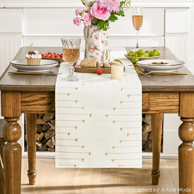 Artoid Mode Burlap Brown Boho Table Runner for Farmhouse Rustic, Seasonal Holiday Macrame Burlap Kitchen Dining Table Decoration for Home Party Decor 13x60 Inch